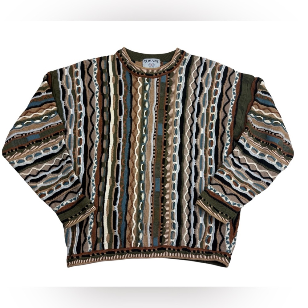 Vintage Tosani Sweater Mens Large Cosby Grampa Core Brown Biggie Canada Coogi